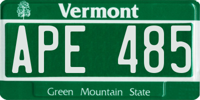VT license plate APE485