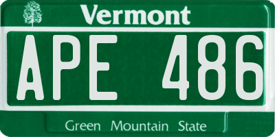 VT license plate APE486