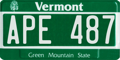 VT license plate APE487