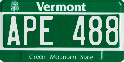 VT license plate APE488