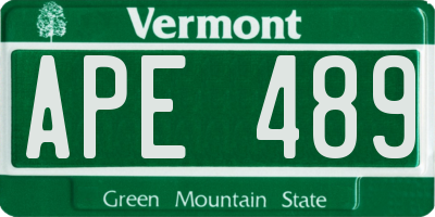 VT license plate APE489