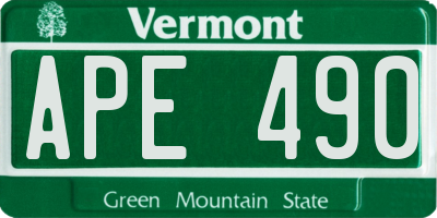 VT license plate APE490