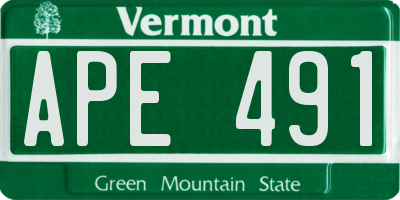 VT license plate APE491