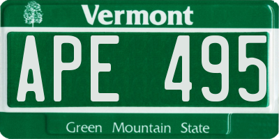 VT license plate APE495