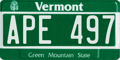 VT license plate APE497