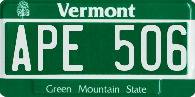 VT license plate APE506