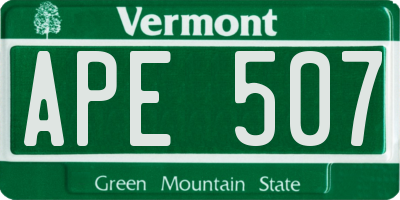 VT license plate APE507