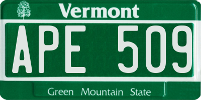 VT license plate APE509