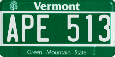 VT license plate APE513