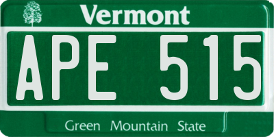 VT license plate APE515