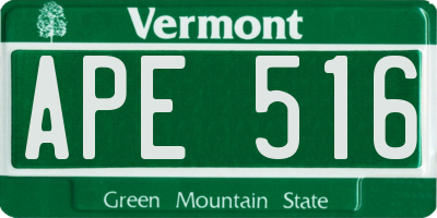 VT license plate APE516