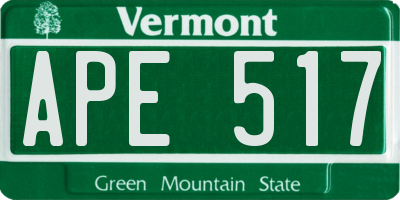 VT license plate APE517