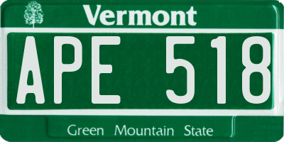 VT license plate APE518