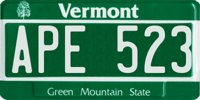VT license plate APE523
