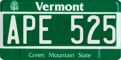VT license plate APE525