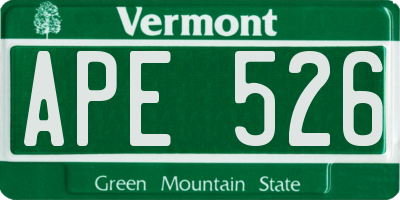 VT license plate APE526