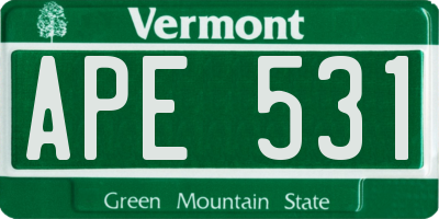VT license plate APE531
