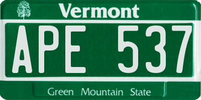 VT license plate APE537