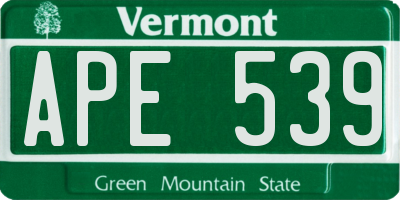 VT license plate APE539