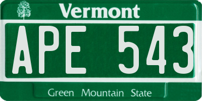 VT license plate APE543