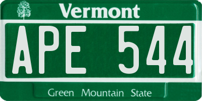 VT license plate APE544