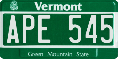 VT license plate APE545
