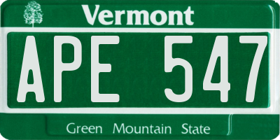 VT license plate APE547