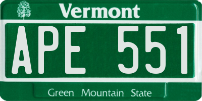 VT license plate APE551