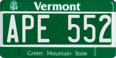 VT license plate APE552