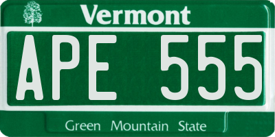 VT license plate APE555