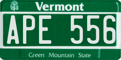 VT license plate APE556