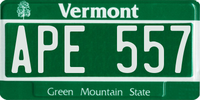 VT license plate APE557
