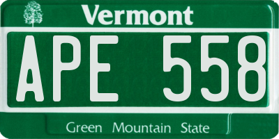 VT license plate APE558