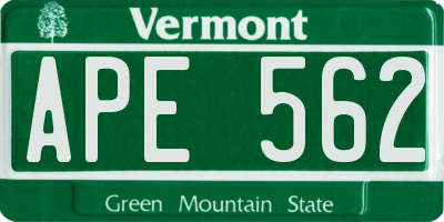 VT license plate APE562