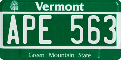 VT license plate APE563