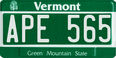VT license plate APE565