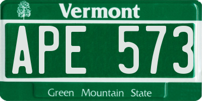 VT license plate APE573