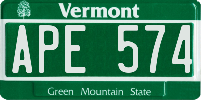 VT license plate APE574