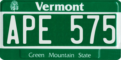 VT license plate APE575