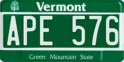 VT license plate APE576