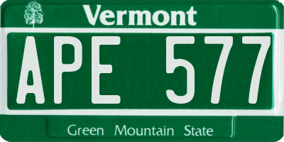 VT license plate APE577