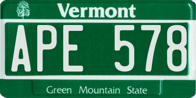 VT license plate APE578