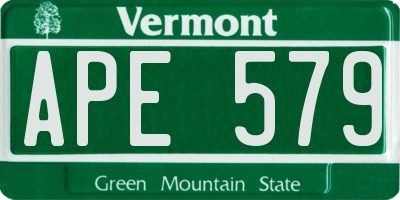 VT license plate APE579