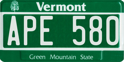 VT license plate APE580