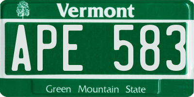 VT license plate APE583