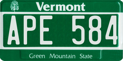 VT license plate APE584
