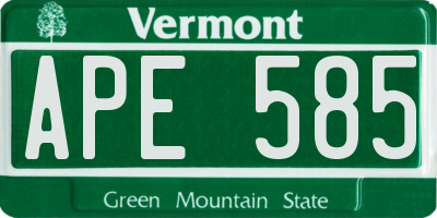 VT license plate APE585