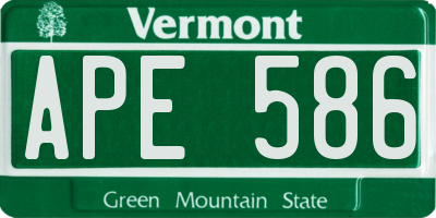 VT license plate APE586