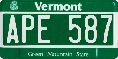 VT license plate APE587