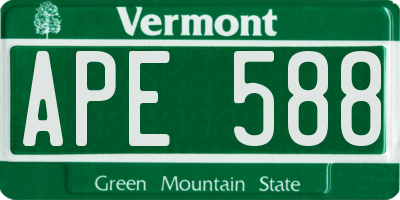 VT license plate APE588